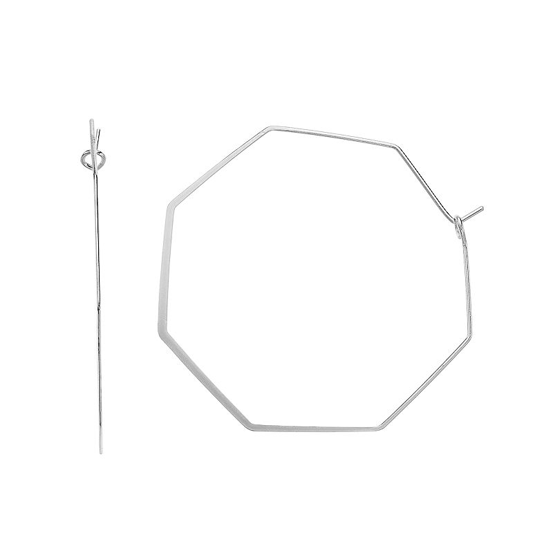 53237417 Silver Tone Octagonal Hoop Earrings, Womens sku 53237417