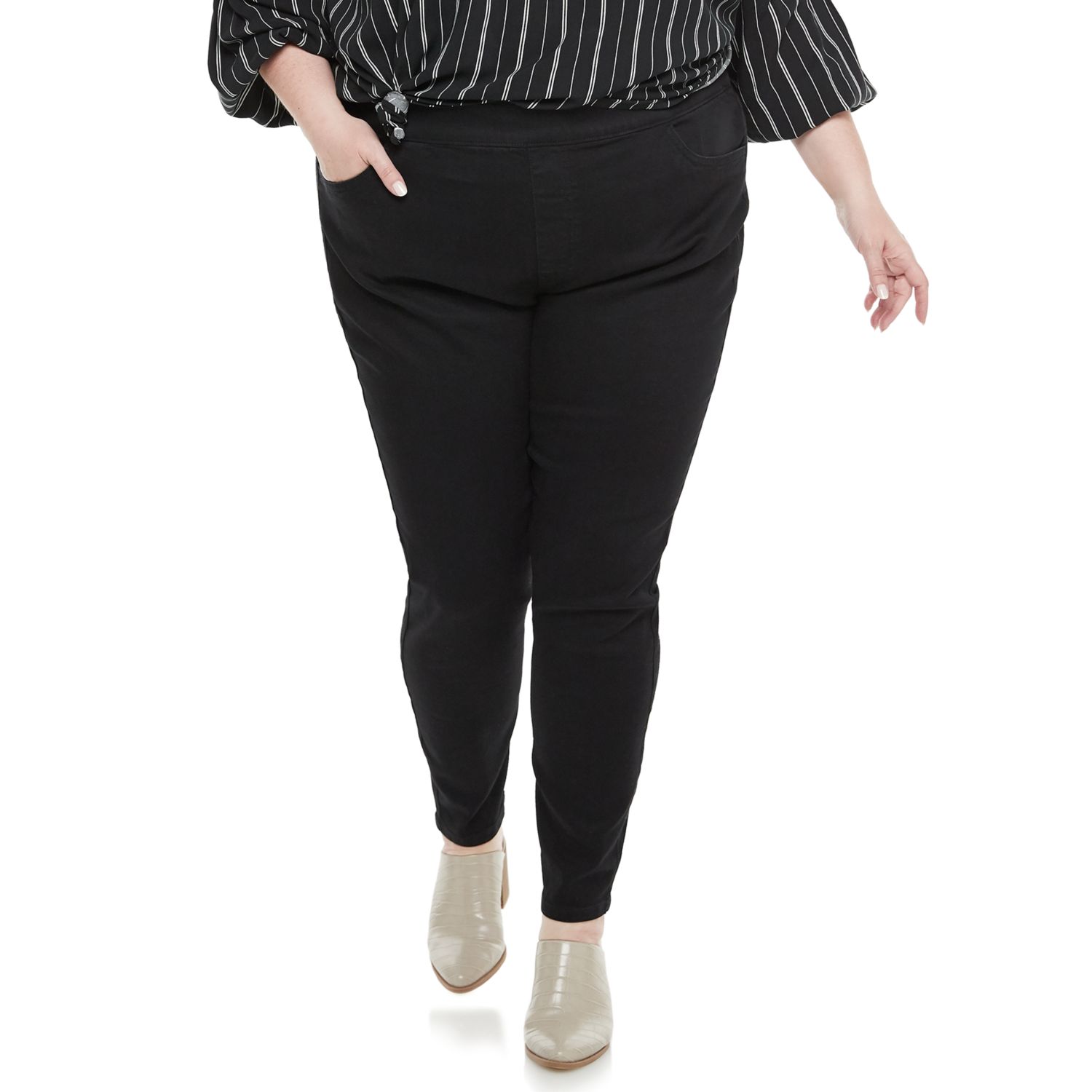 plus size black jeggings with pockets