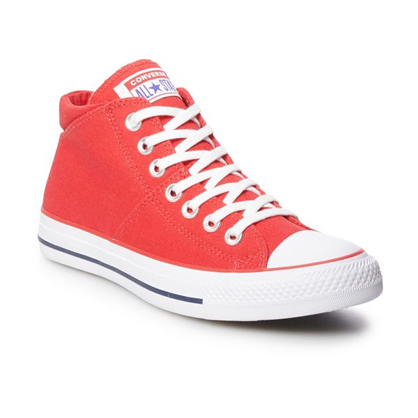 Red converse store mid tops