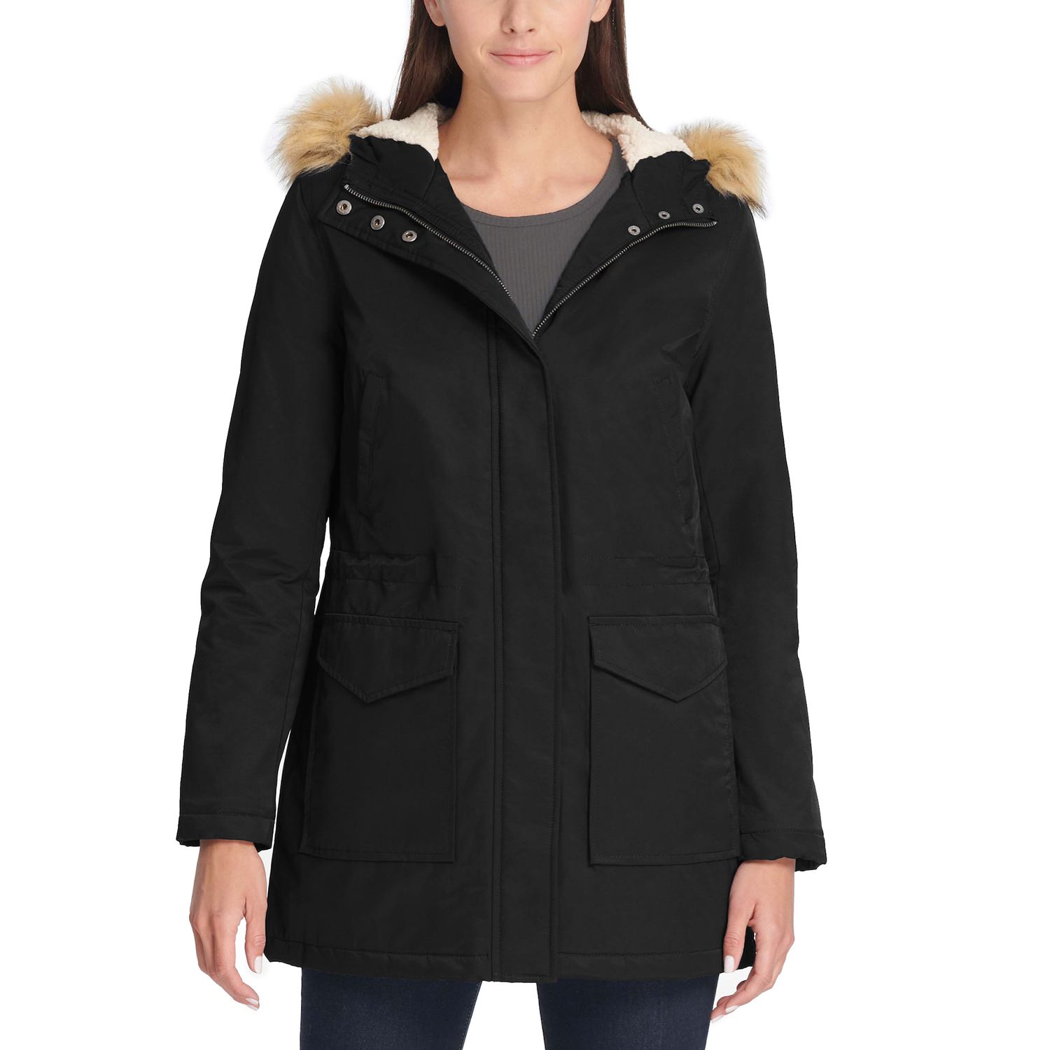 black levi jacket with fur