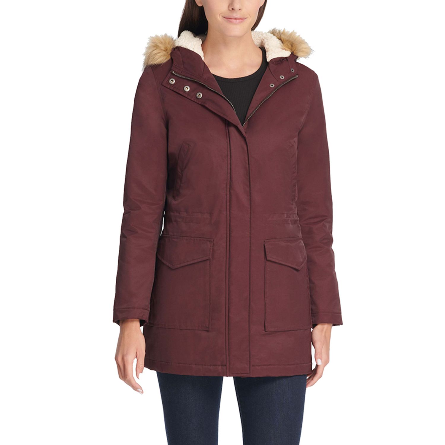 levi's women's faux fur lined hooded parka jacket