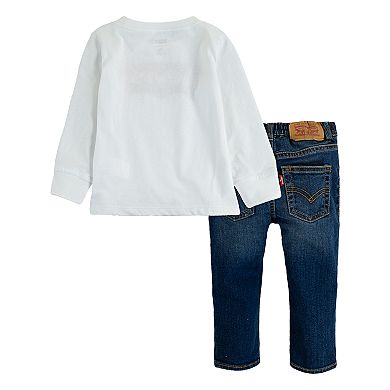 Toddler Boy Levi’s® 2-Piece Batwing Long Sleeve T-Shirt and Stretch Denim Pants Set