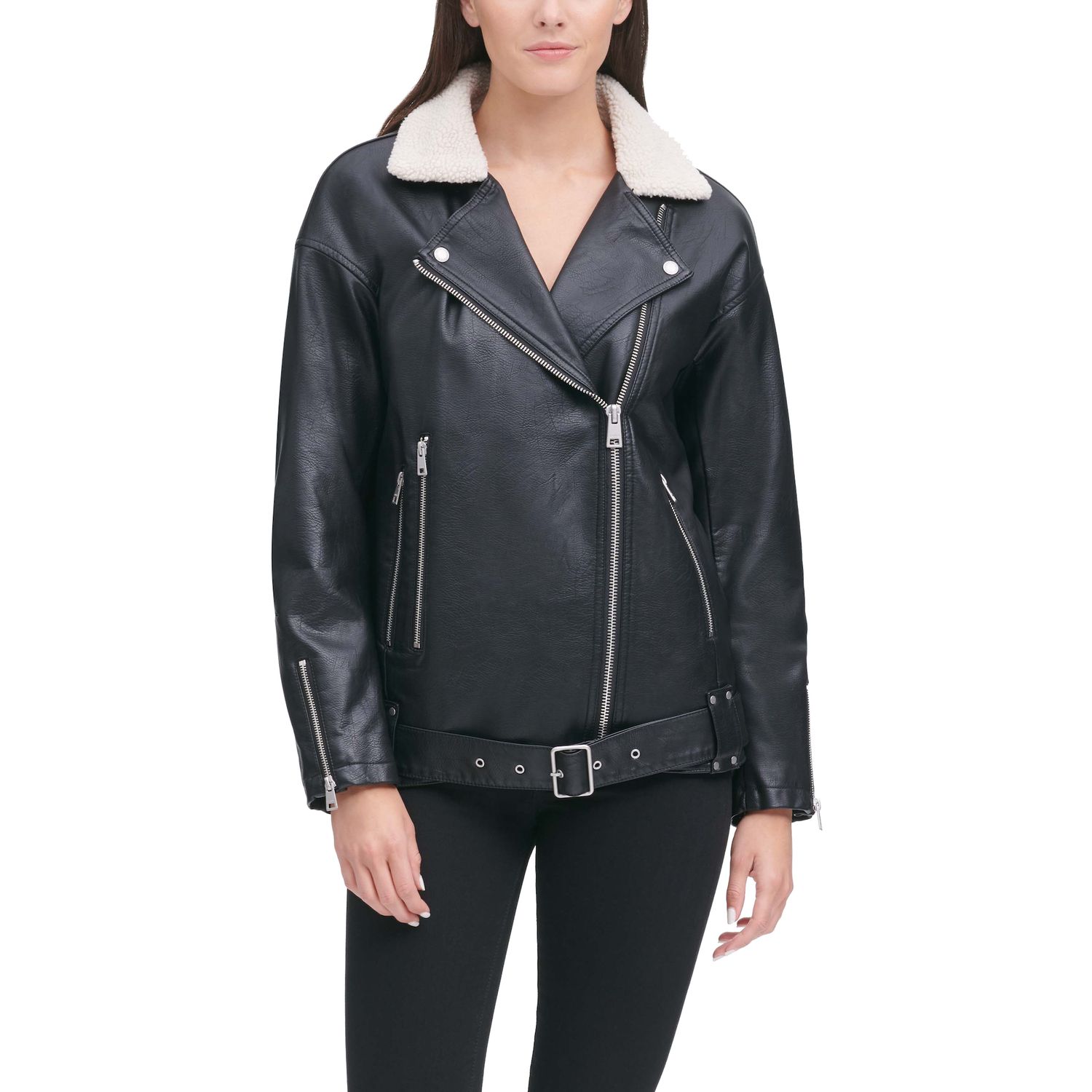 levi's oversize faux leather moto jacket