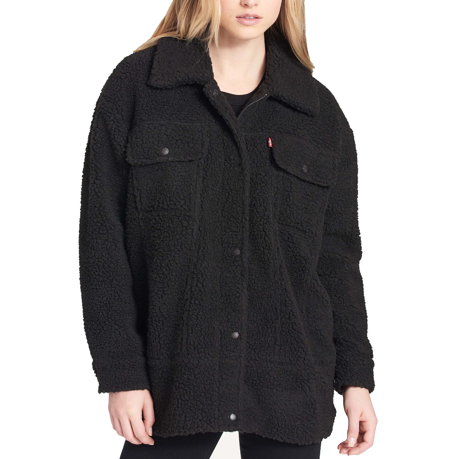 levi's women's oversized long sherpa trucker jacket