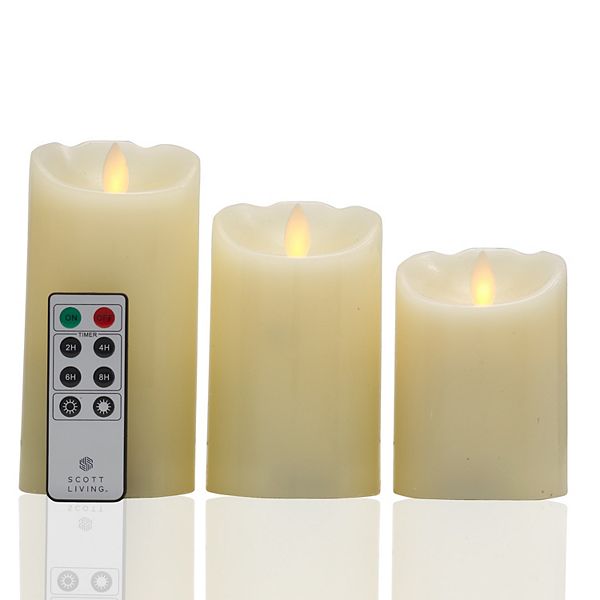 Scott Living Flameless LED Wax Pillar Candle 3piece Set