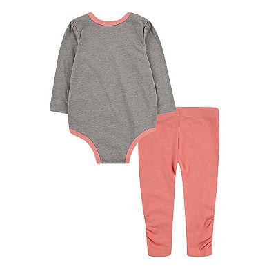 Baby Girls Nike 2 Piece Just Do It Bodysuit and Ruched Leggings Set