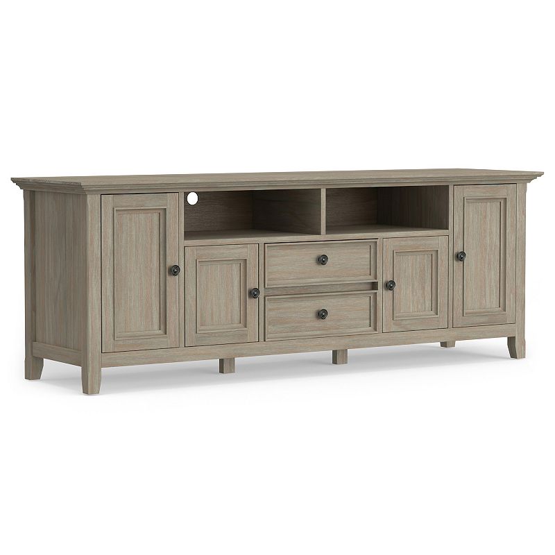 Simpli Home - Amherst solid wood 72 in Wide TV Media Stand & For TVs up to 80 inches - Distressed Grey