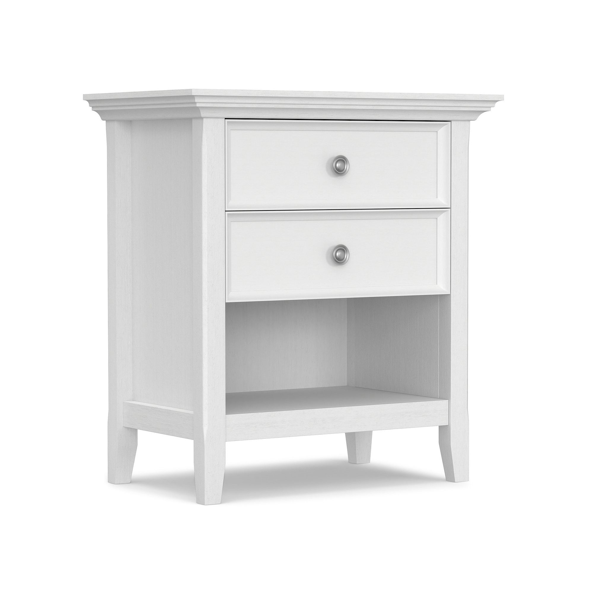 Simpli Home Amherst Solid Wood Transitional Bedside Nightstand Table, White