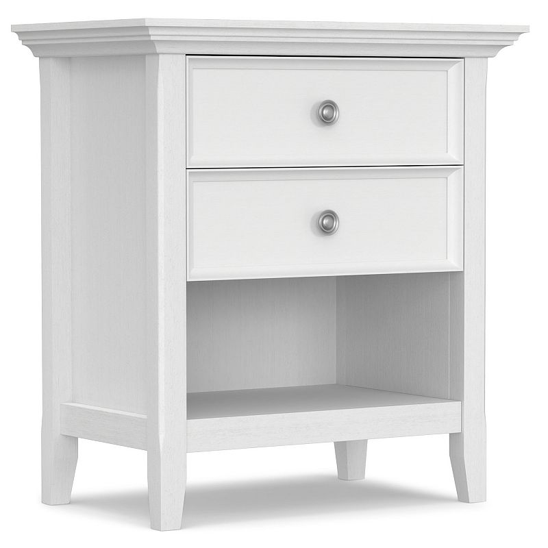 Simpli Home Amherst Solid Wood Transitional Bedside Nightstand Table, White