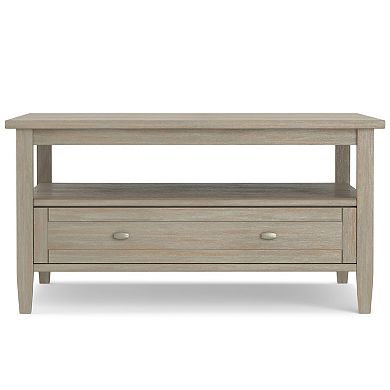 Simpli Home Warm Shaker Solid Wood Square Rustic Coffee Table