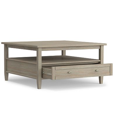 Simpli Home Warm Shaker Solid Wood Square Rustic Coffee Table