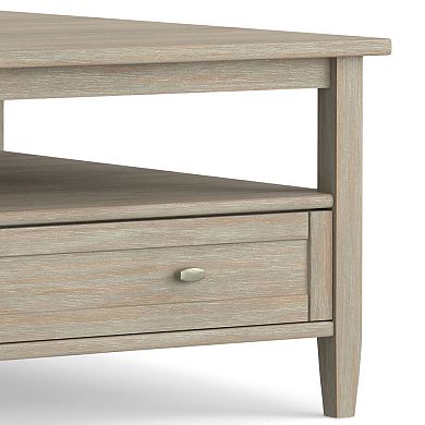 Simpli Home Warm Shaker Solid Wood Square Rustic Coffee Table