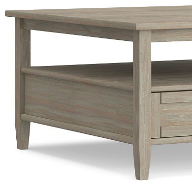Simpli Home Warm Shaker Solid Wood Square Rustic Coffee Table