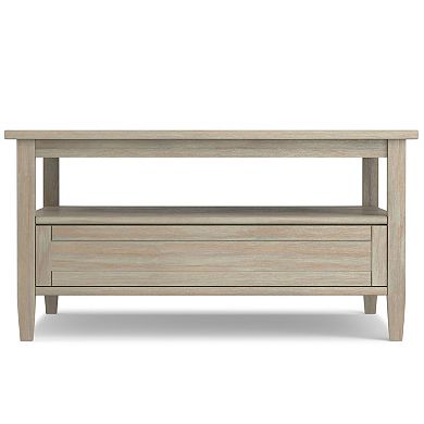 Simpli Home Warm Shaker Solid Wood Square Rustic Coffee Table