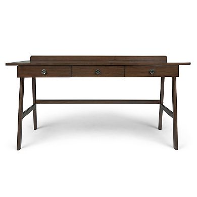 Simpli Home Rylie Solid Wood Contemporary Desk - Natural Aged Brown