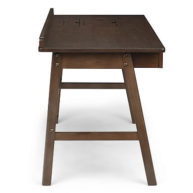 Simpli Home Rylie Solid Wood Contemporary Desk - Natural Aged Brown