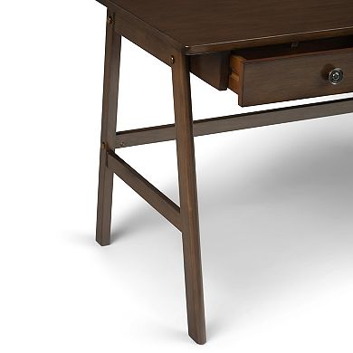 Simpli Home Rylie Solid Wood Contemporary Desk - Natural Aged Brown
