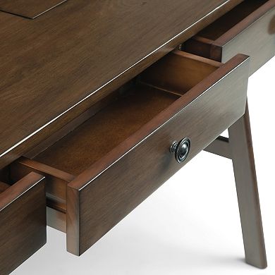Simpli Home Rylie Solid Wood Contemporary Desk - Natural Aged Brown