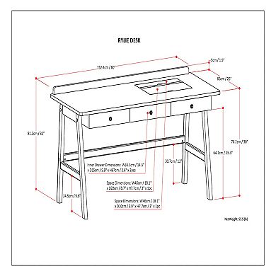 Simpli Home Rylie Solid Wood Contemporary Desk - Natural Aged Brown