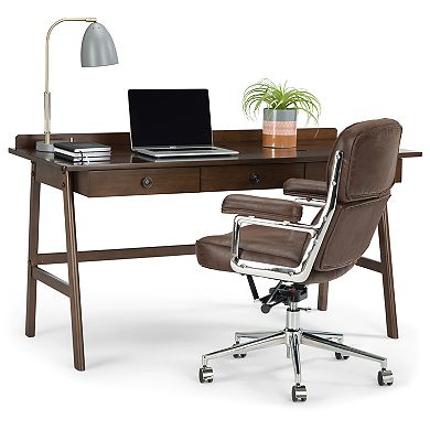 Simpli Home Rylie Solid Wood Contemporary Desk - Natural Aged Brown