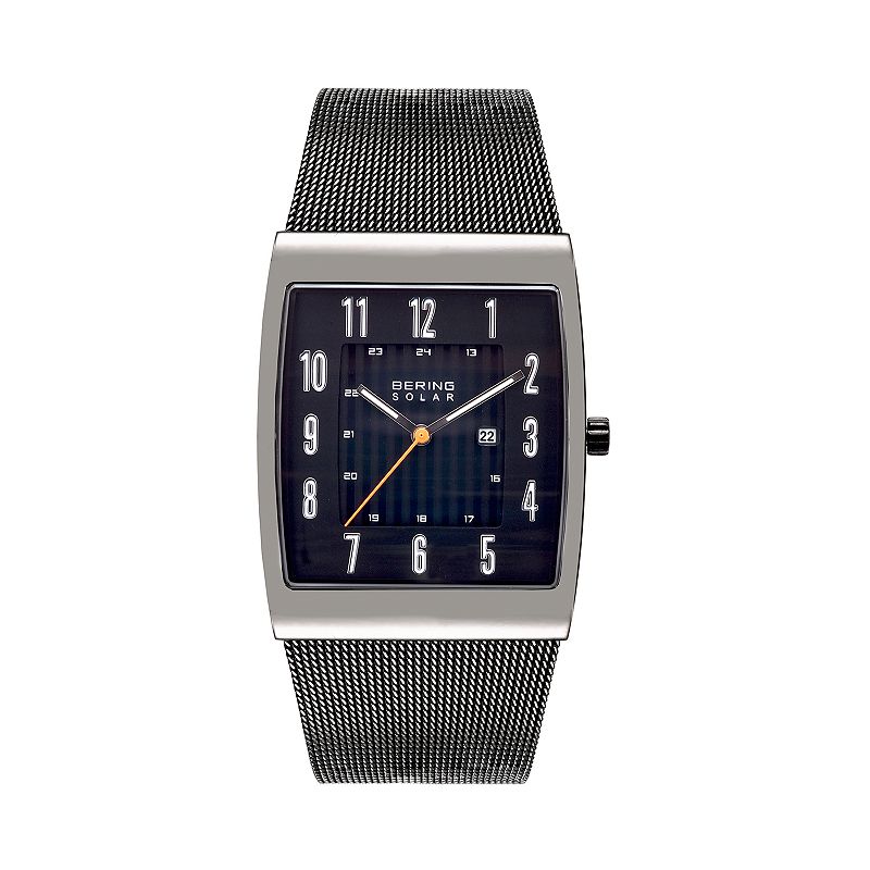 Men's BERING Slim Solar Grey Stainless Steel Watch, Size: Medium, Silvertone