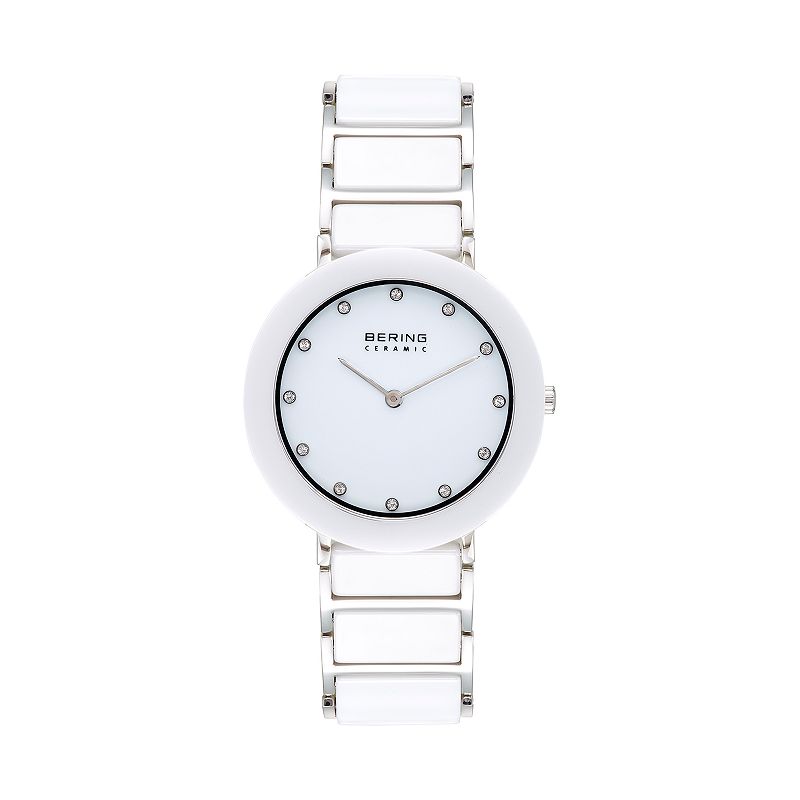 BERING Women's White Ceramic Link Watch - 11435-754, Size: Medium