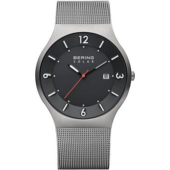 Men's Slim Solar Stainless Case Mesh Strap Watch