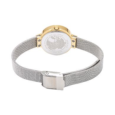 Women's Slim Solar Two Tone Mesh Strap Watch