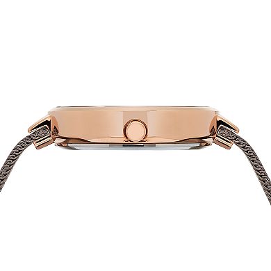 Women's Slim Solar Rose Gold Case Grey Mesh Watch