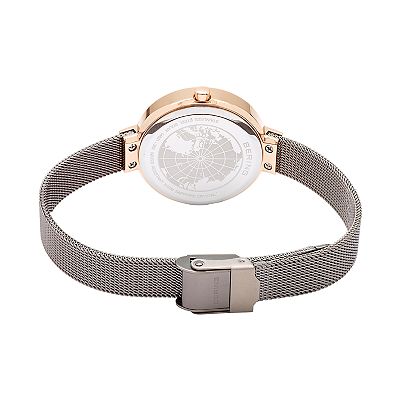Women\'s Slim Solar Rose Gold Case Grey Mesh Watch Amazon.com: Bering Women main image 3