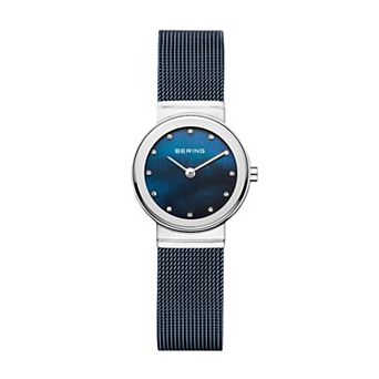 BERING Women's Classic Stainless Steel Blue Mesh Strap Watch