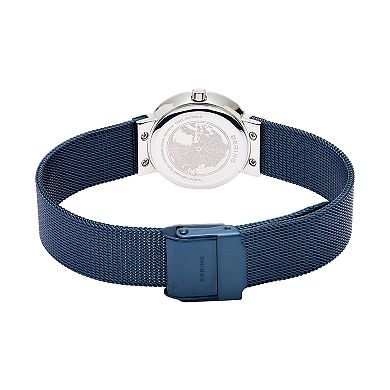 BERING Women's Classic Stainless Steel Blue Mesh Strap Watch