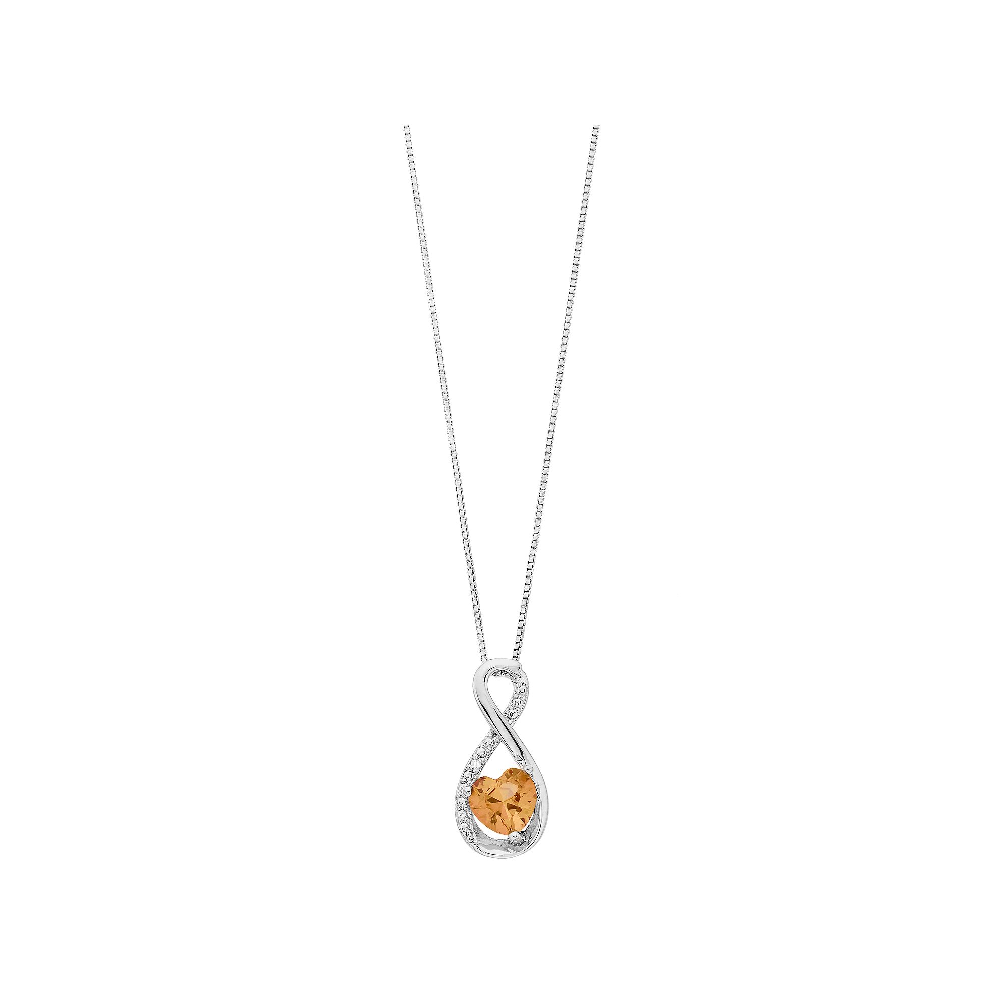 Gemminded Sterling Silver Gemstone Heart Infinity Pendant Necklace, Women