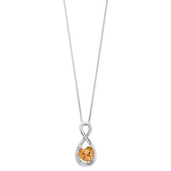 Gemminded Sterling Silver Gemstone Heart Infinity Pendant Necklace