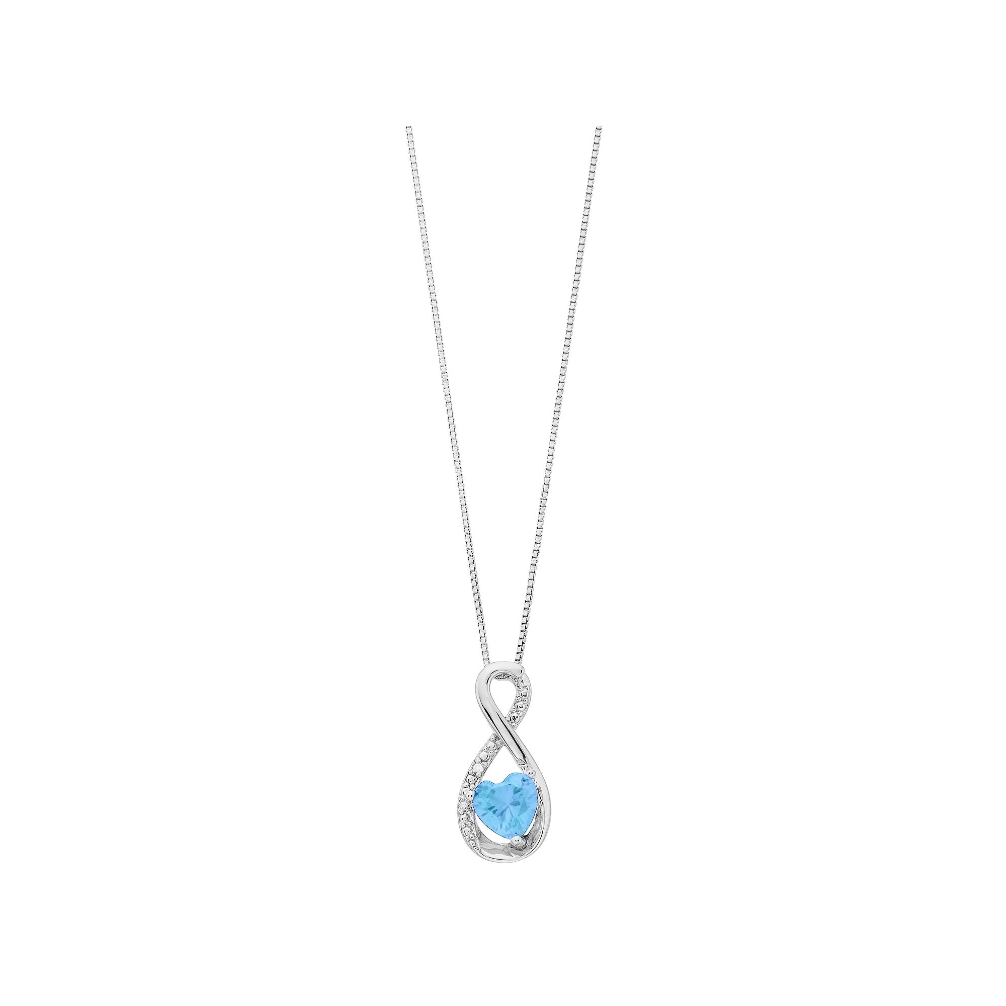 Gemminded Sterling Silver Gemstone Heart Infinity Pendant Necklace, Women