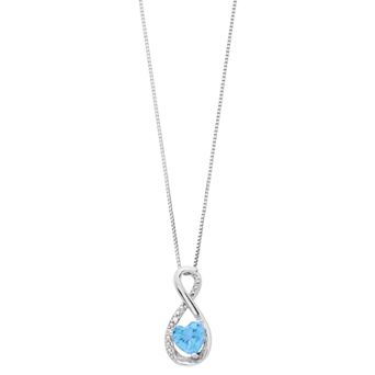 Gemminded Sterling Silver Gemstone Heart Infinity Pendant Necklace
