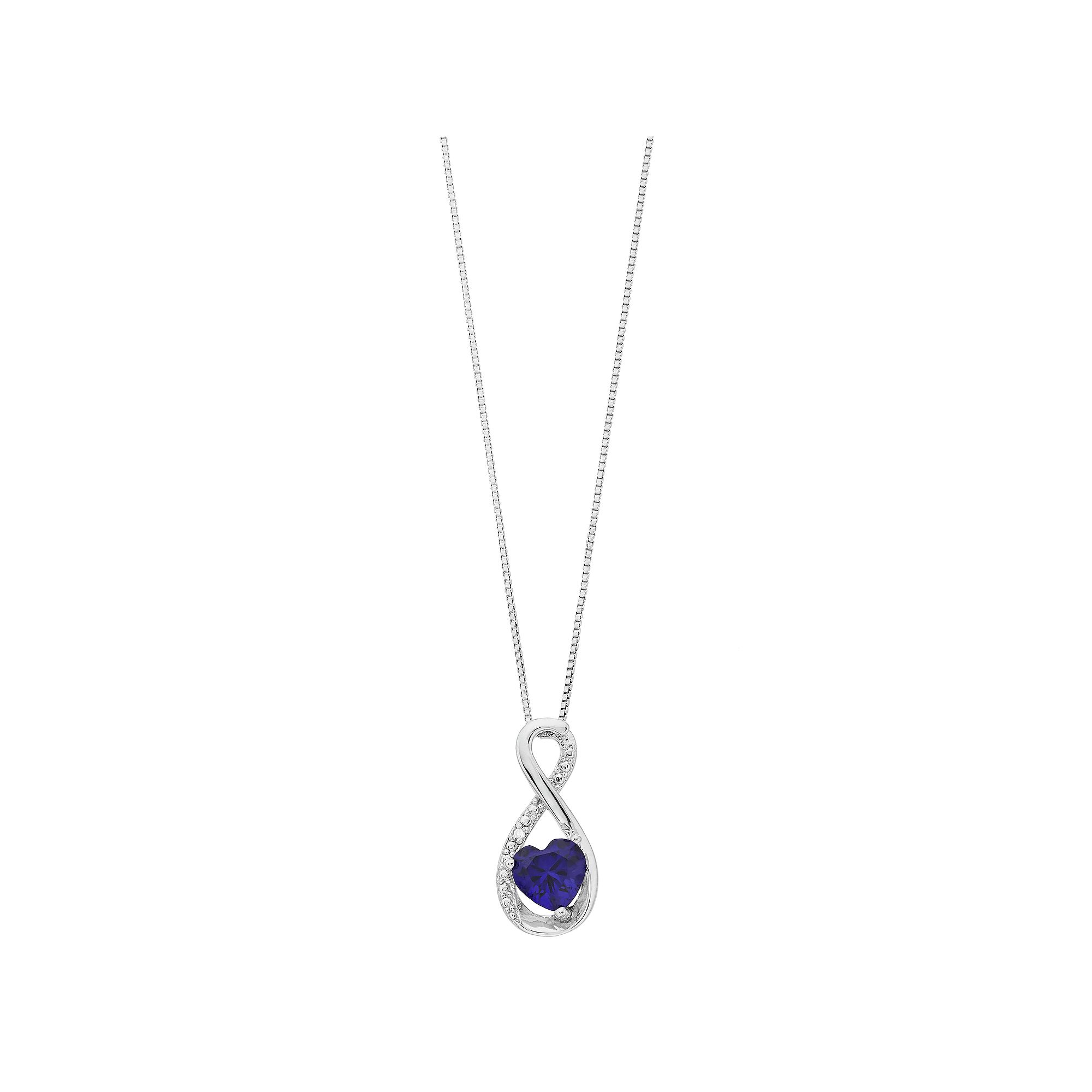 Gemminded Sterling Silver Gemstone Heart Infinity Pendant Necklace, Women