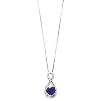 Gemminded Sterling Silver Gemstone Heart Infinity Pendant Necklace