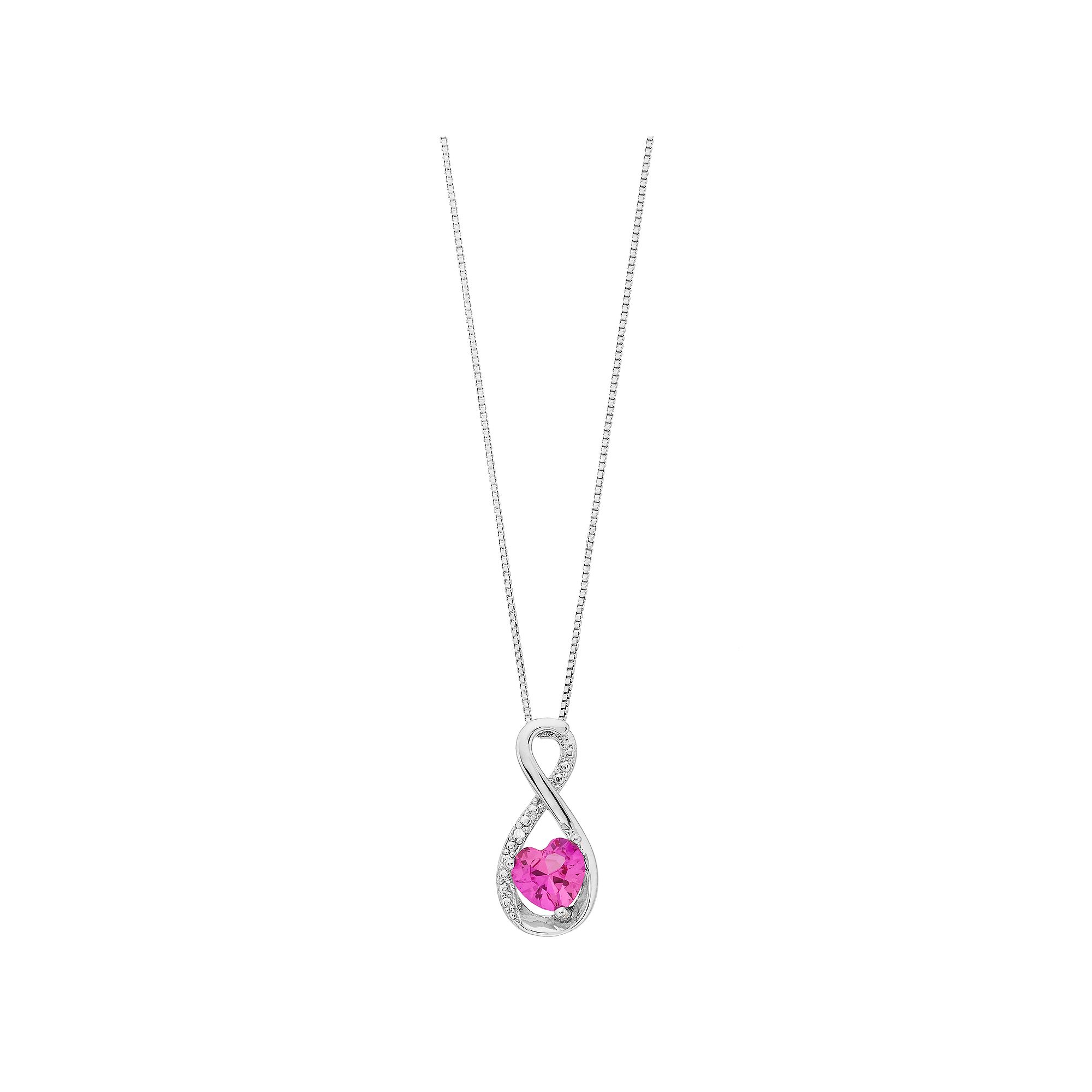 Gemminded Sterling Silver Gemstone Heart Infinity Pendant Necklace, Women
