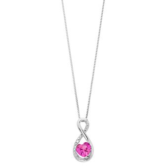 Gemminded Sterling Silver Gemstone Heart Infinity Pendant Necklace