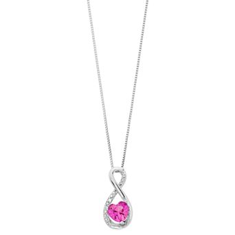 Gemminded Sterling Silver Gemstone Heart Infinity Pendant Necklace