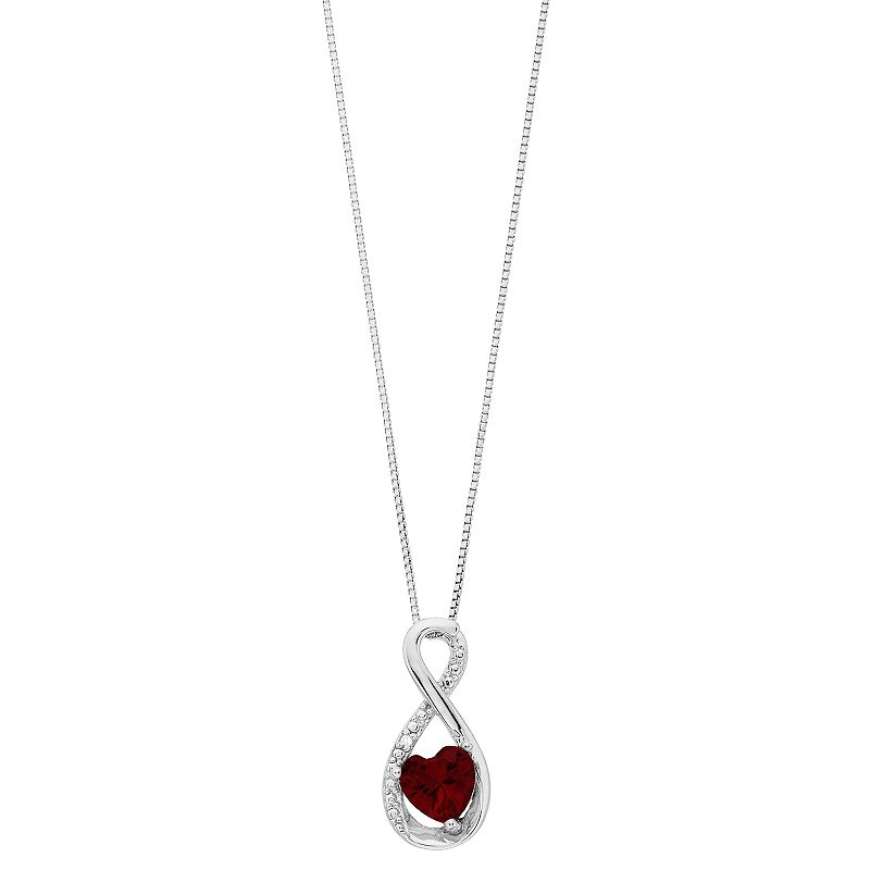 Sterling Silver Gemstone Heart Infinity Pendant Necklace, Womens, Size: 1