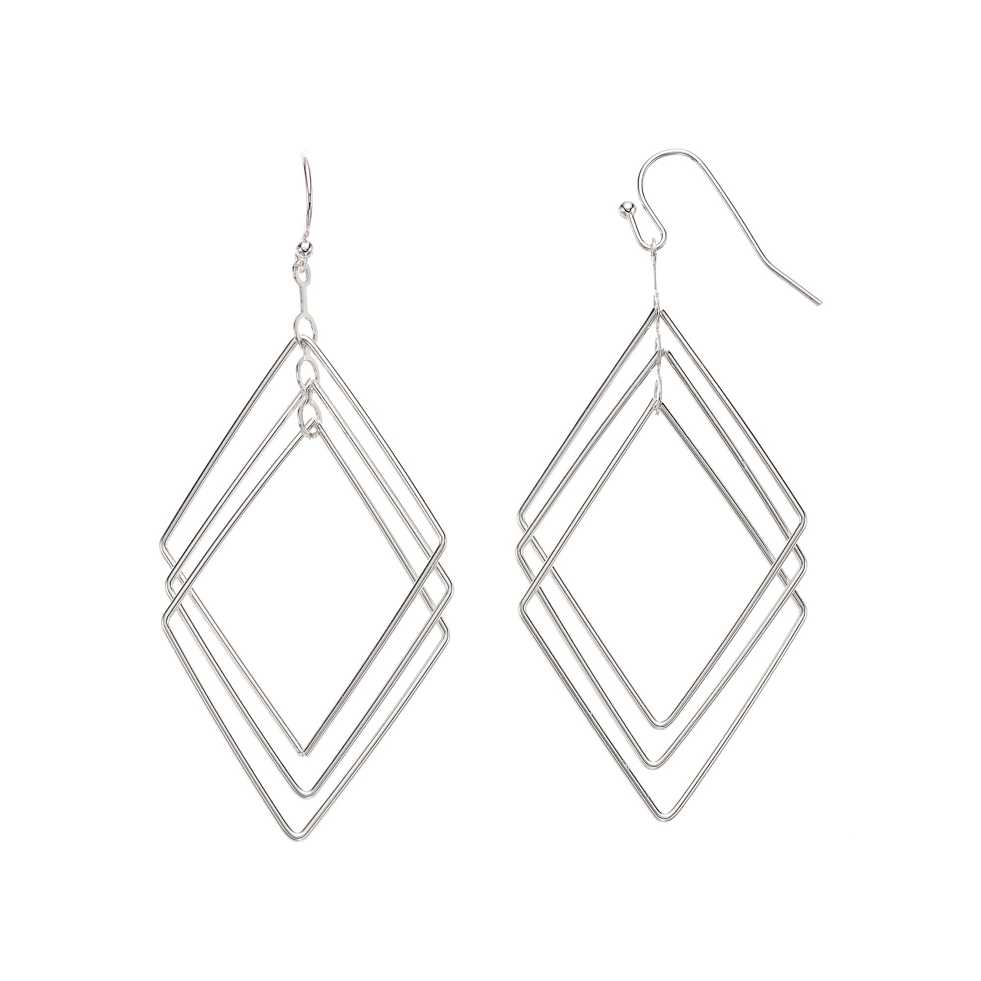 LC Lauren Conrad Geometric Nickel Free Drop Earrings, Womens, Silver Tone