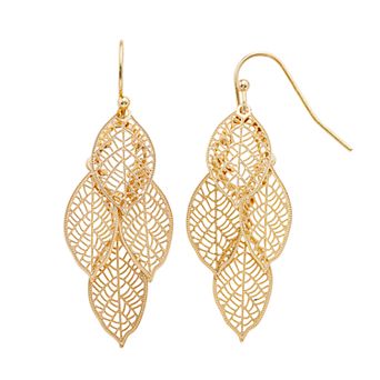 LC Lauren Conrad Filigree Leaf Nickel Free Drop Earrings