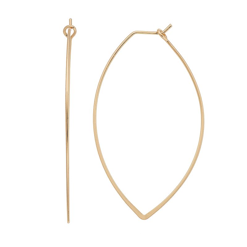 LC Lauren Conrad Pointed Nickel Free Oval Hoop Earrings, Womens, Gold