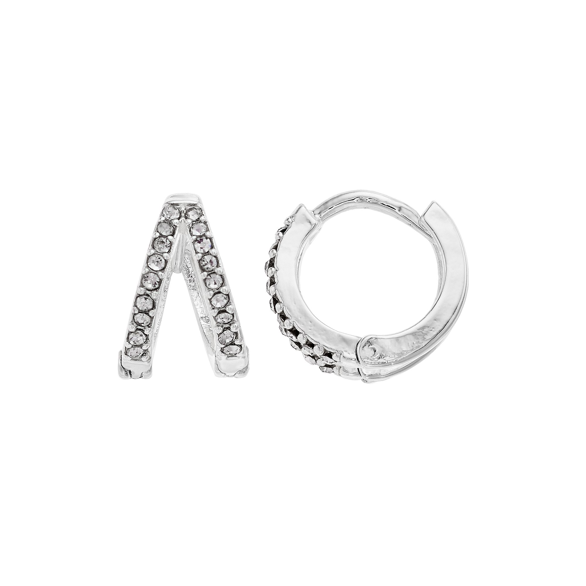 LC Lauren Conrad Split Nickel Free Huggie Hoop Earrings, Womens, Silver To