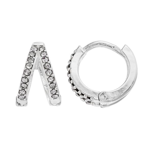 LC Lauren Conrad Split Nickel Free Huggie Hoop Earrings - Silver Tone