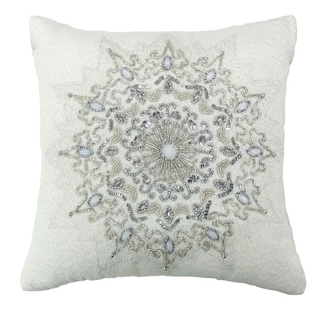 Beaded store snowflake pillow