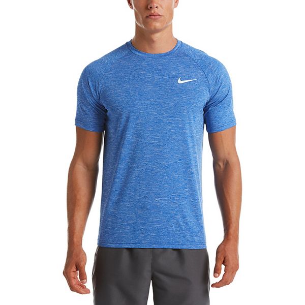 Men's Nike Dri-FIT UPF 40+ Heathered Hydroguard Swim Top, Size: Small, Blue