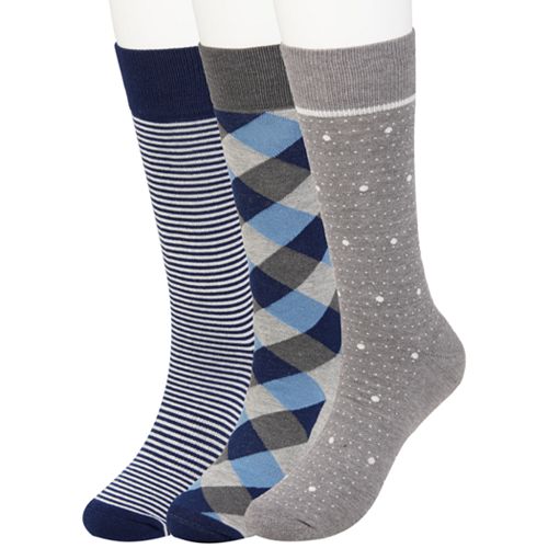 Men's Haggar Comfort 3pack Patterned Crew Socks